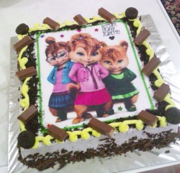 1024x768px Chipettes Cream Cookies Birthday Cake Picture in Birthday Cake