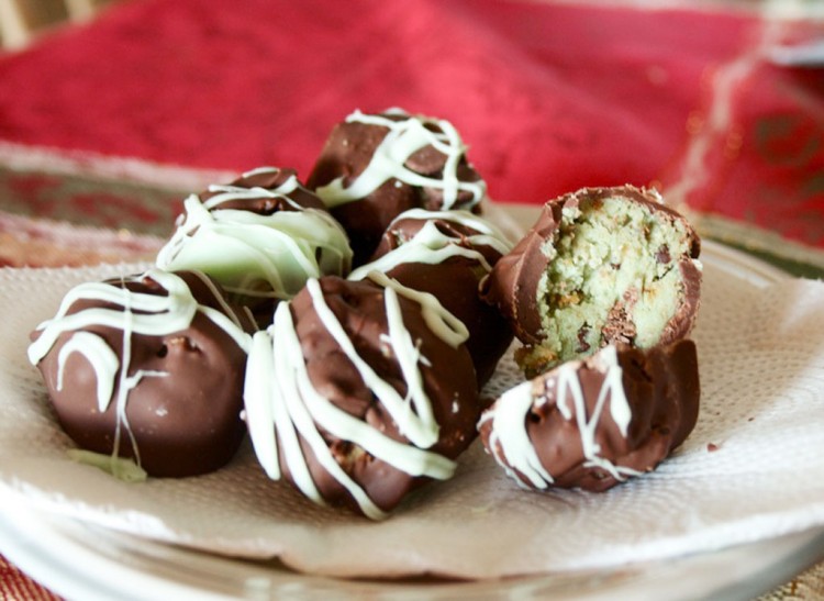 Chocolate Covered Mint Cake Balls Picture in Chocolate Cake