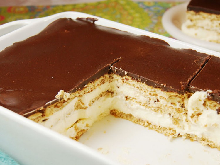 No Bake Chocolate Eclair Dessert Picture in Chocolate Cake
