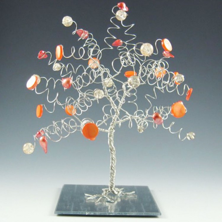 Wedding Tree Cake Topper Sculpture Orange And Silver Picture in Wedding Cake
