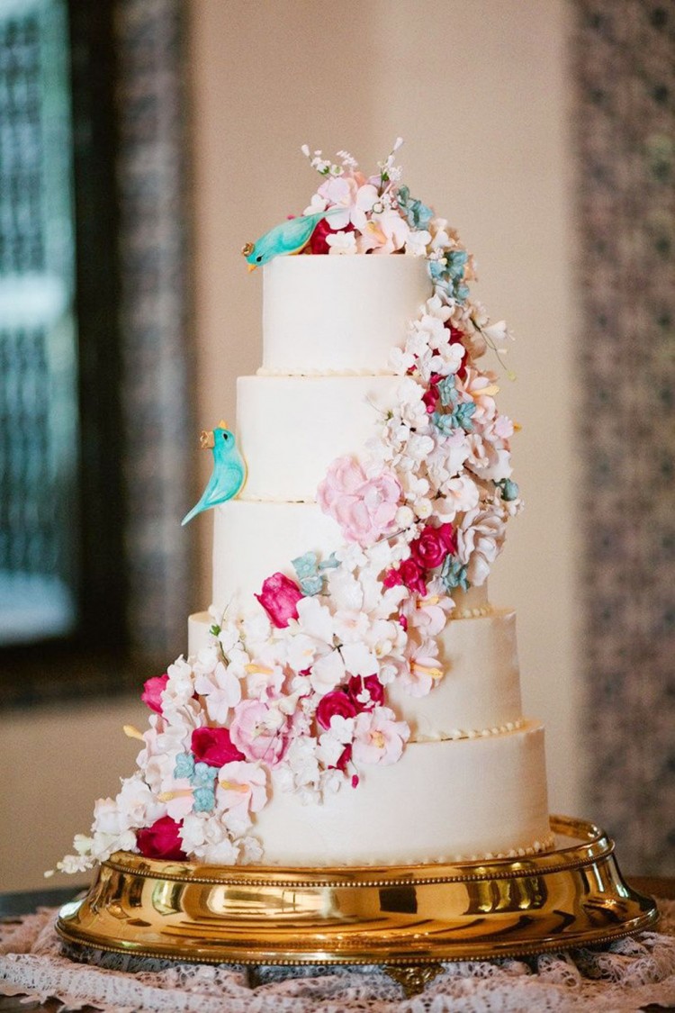 Whimsical Floral Wedding Cake Picture in Wedding Cake