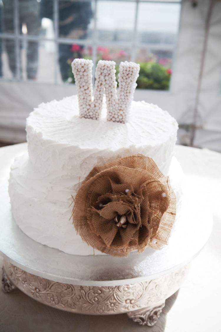 Rustic Glam Wedding Cake White Burlap Picture in Wedding Cake