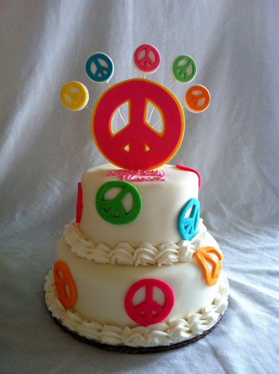 Peace Sign Cake Toppers Picture in Birthday Cake